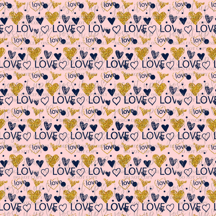 Pink Gold Love Hearts