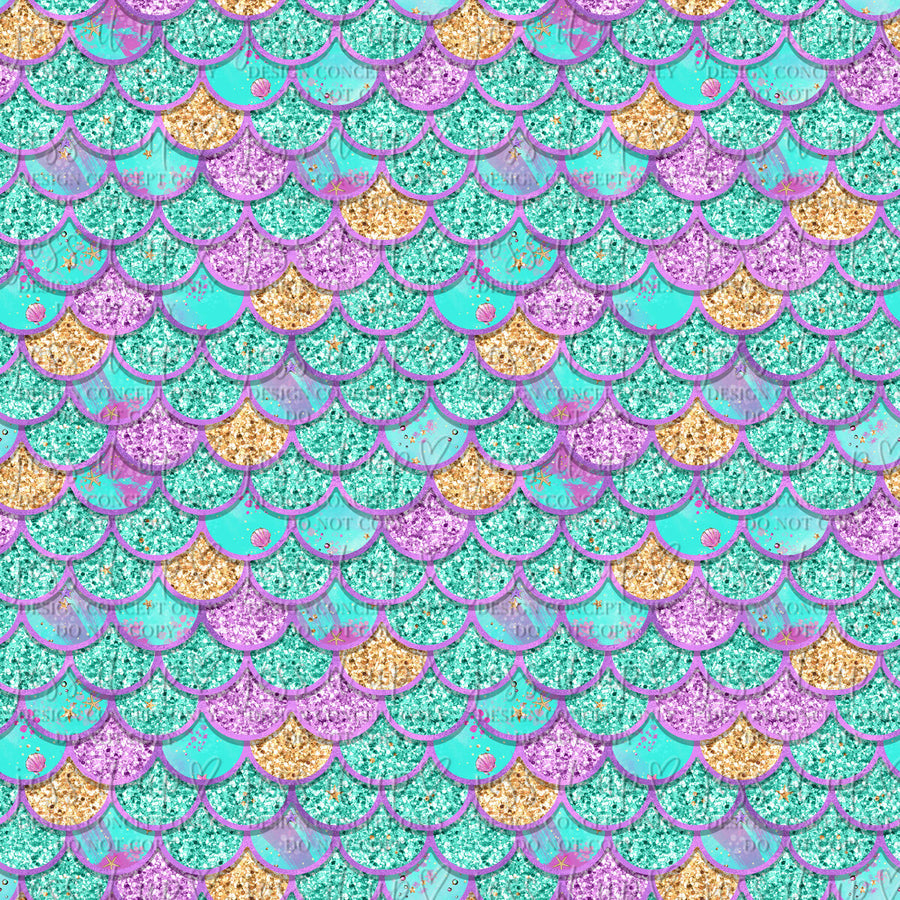 Aqua Purple Gold Mermaid Scales