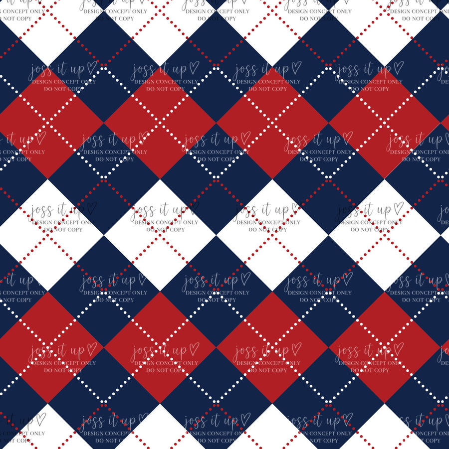 Navy Red Argyle