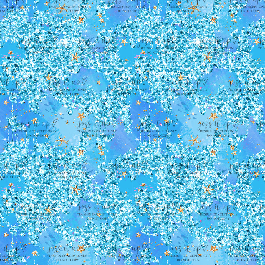 Aqua Glitter Stars