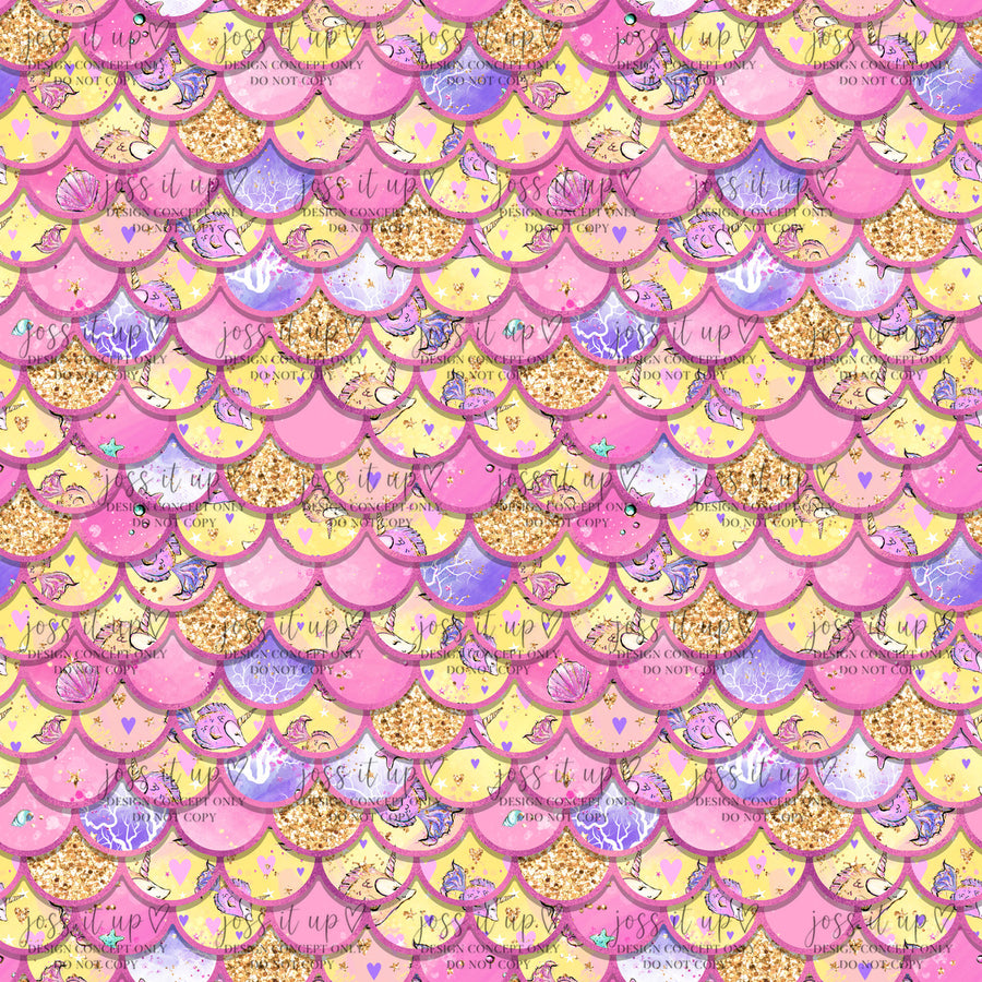 Pastel Sea Life Mermaid Scales