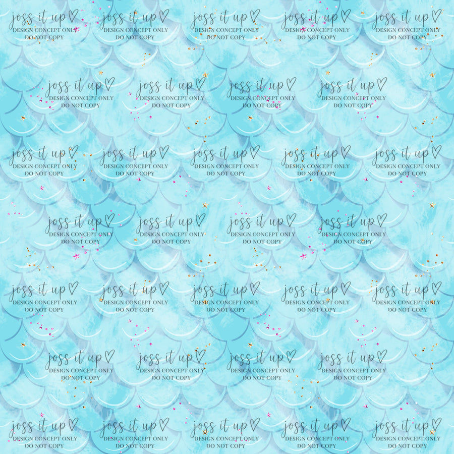 Aqua Watercolor Mermaid Scales