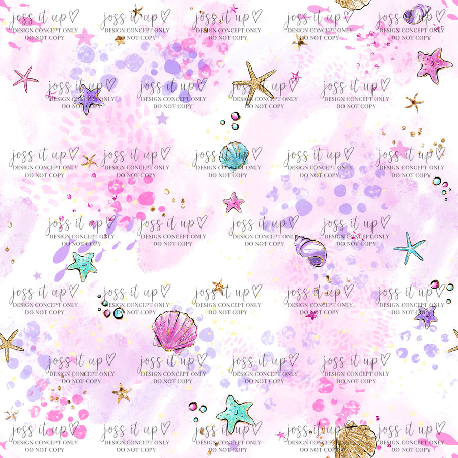 Pastel Pink Sea Life Watercolor