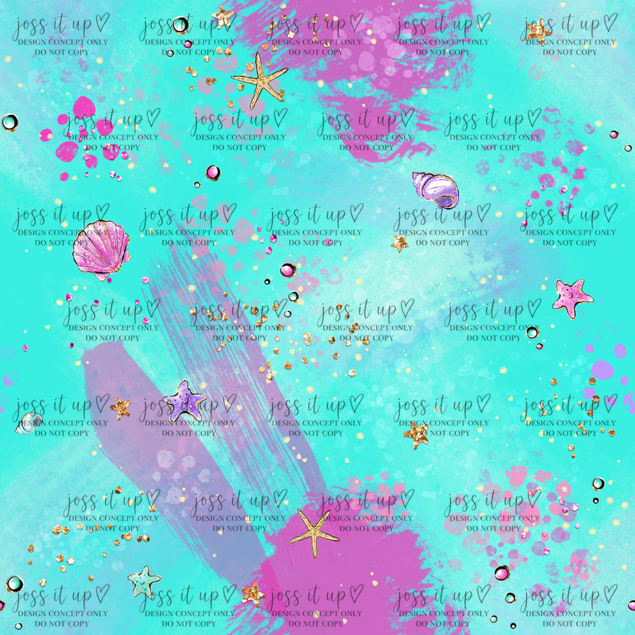 Aqua Purple Sea Life Brushstrokes