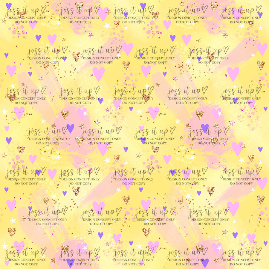 Yellow Pink Watercolor Hearts