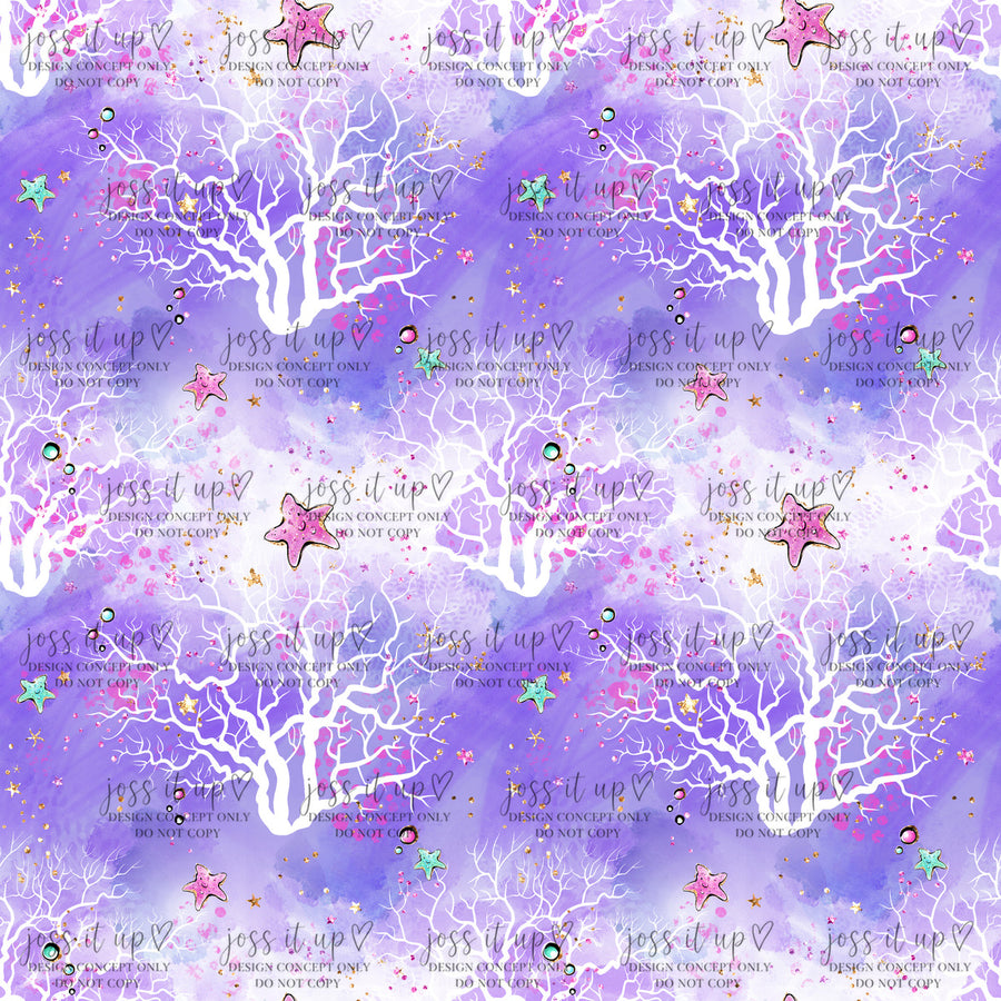 Purple Coral Sea Life Watercolor