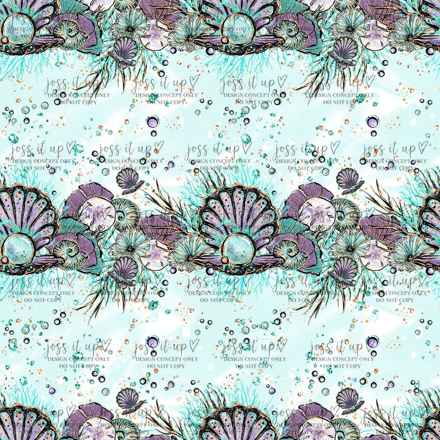 Aqua Seashell Border