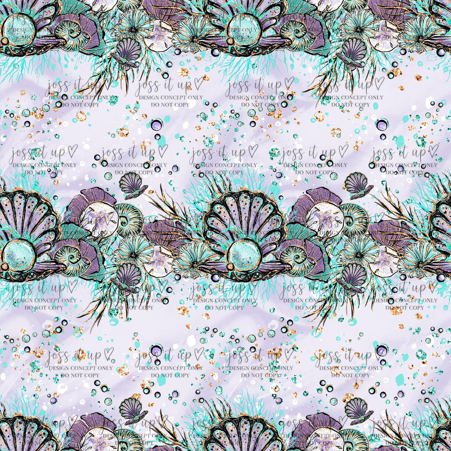 Lavender Aqua Seashell Border