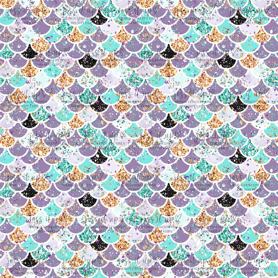 Lilac Aqua Glitter Mermaid Scales