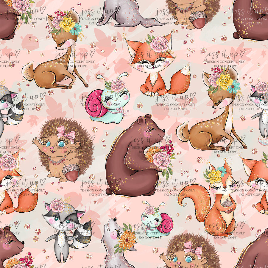 Blush Floral Woodland Friends