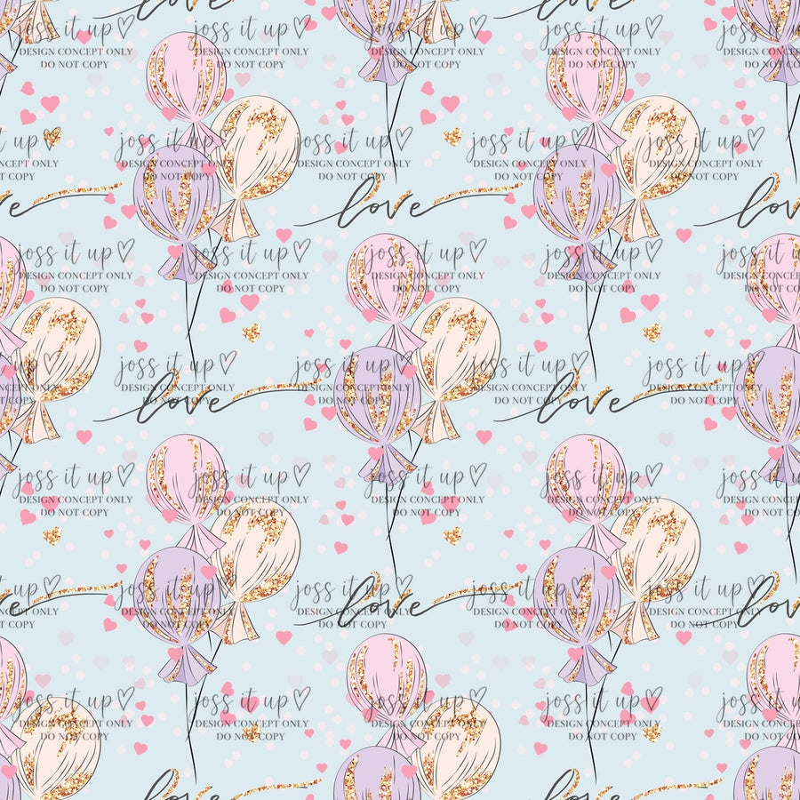 Pink Pastel Glitter Balloons Love