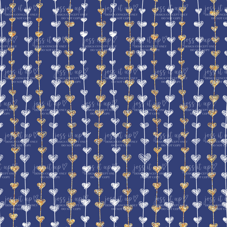 Navy Glitter Heart Strings
