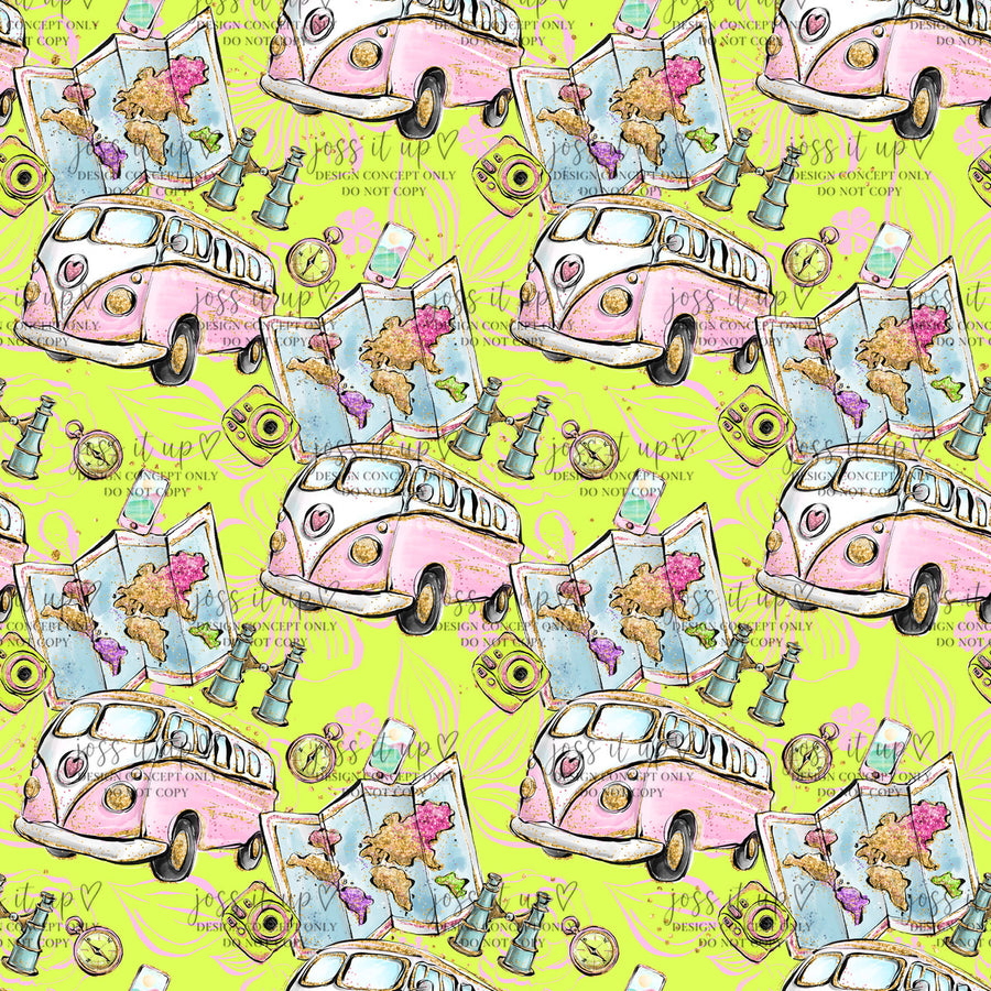 Yellow Camper Travel Collage