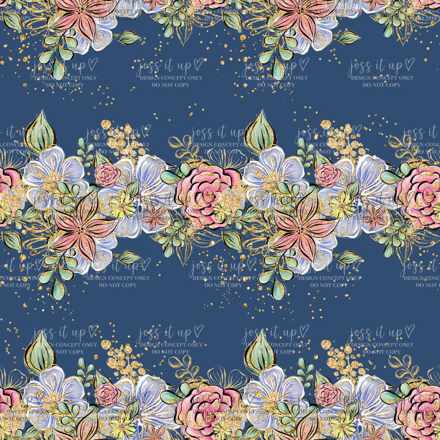 Navy Floral Border
