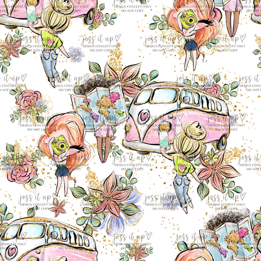 White Camper Travel Collage