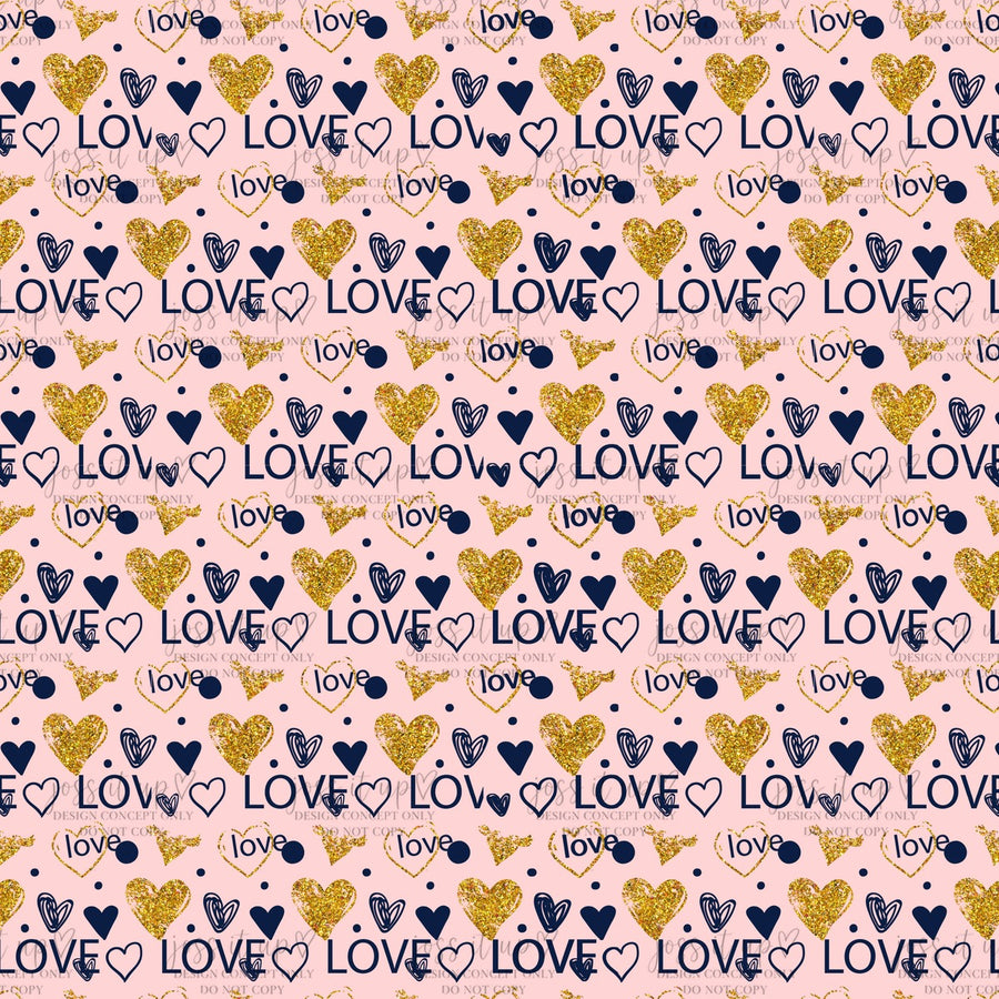 Pink Navy Gold Love Hearts