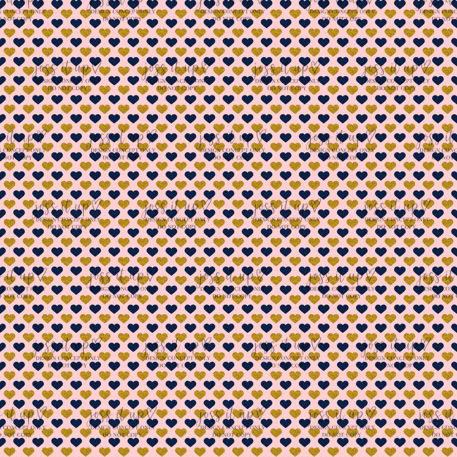 Blush Navy Gold Hearts