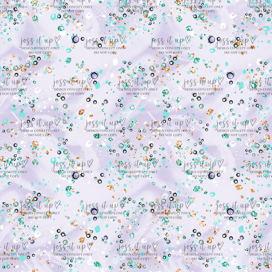 Lilac Aqua Gold Bubble Watercolor