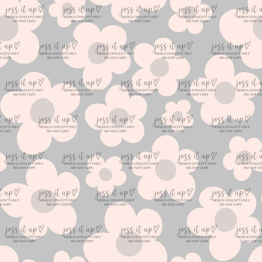 Blush Retro Florals on Blue