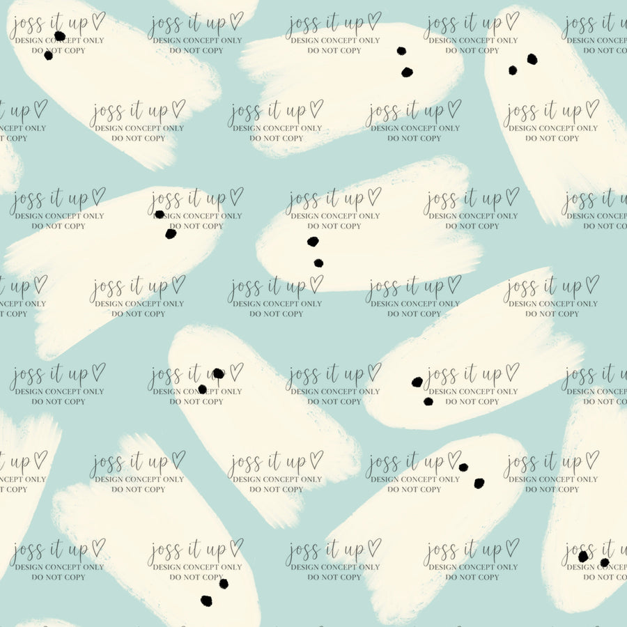 Watercolor Ghosts on Blue