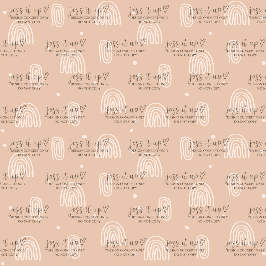 Peach Doodle Rainbows and Dots