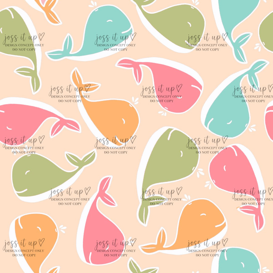 Pastel Whales on Peach