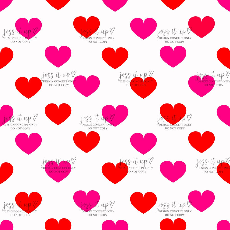 Hot Pink Hearts On White