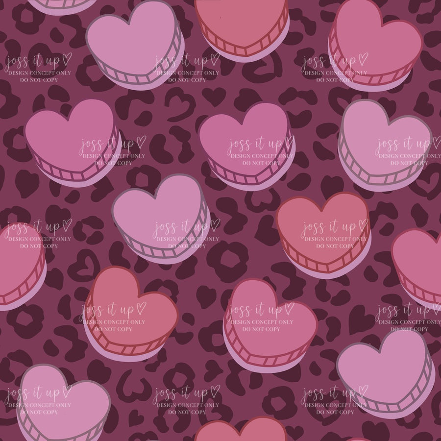 Convo Hearts On Light Pink Maroon Cheetah