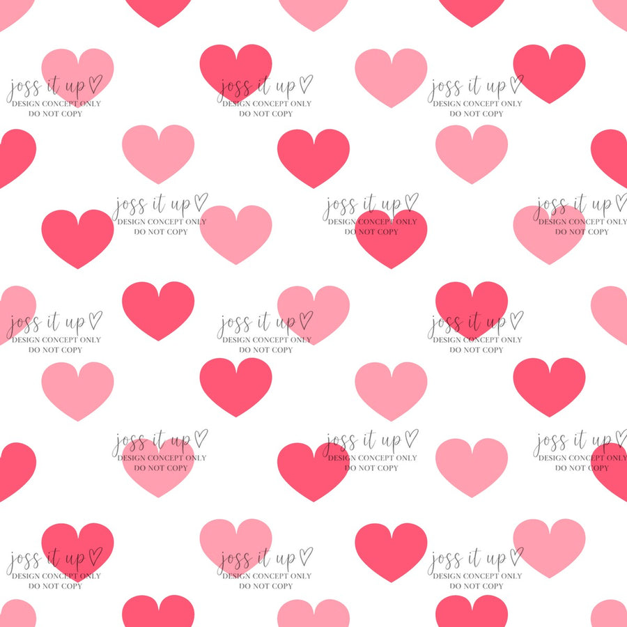 Pink Hearts On White