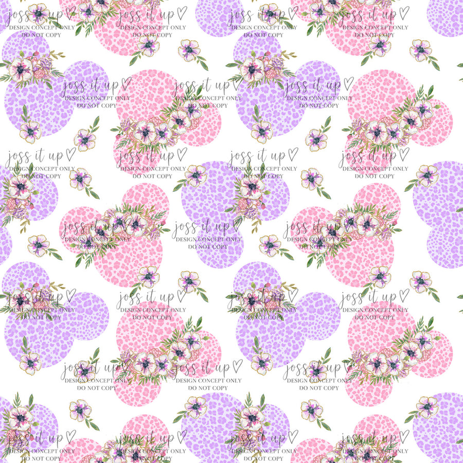 Pink Purple Floral Mouse Silhouettes