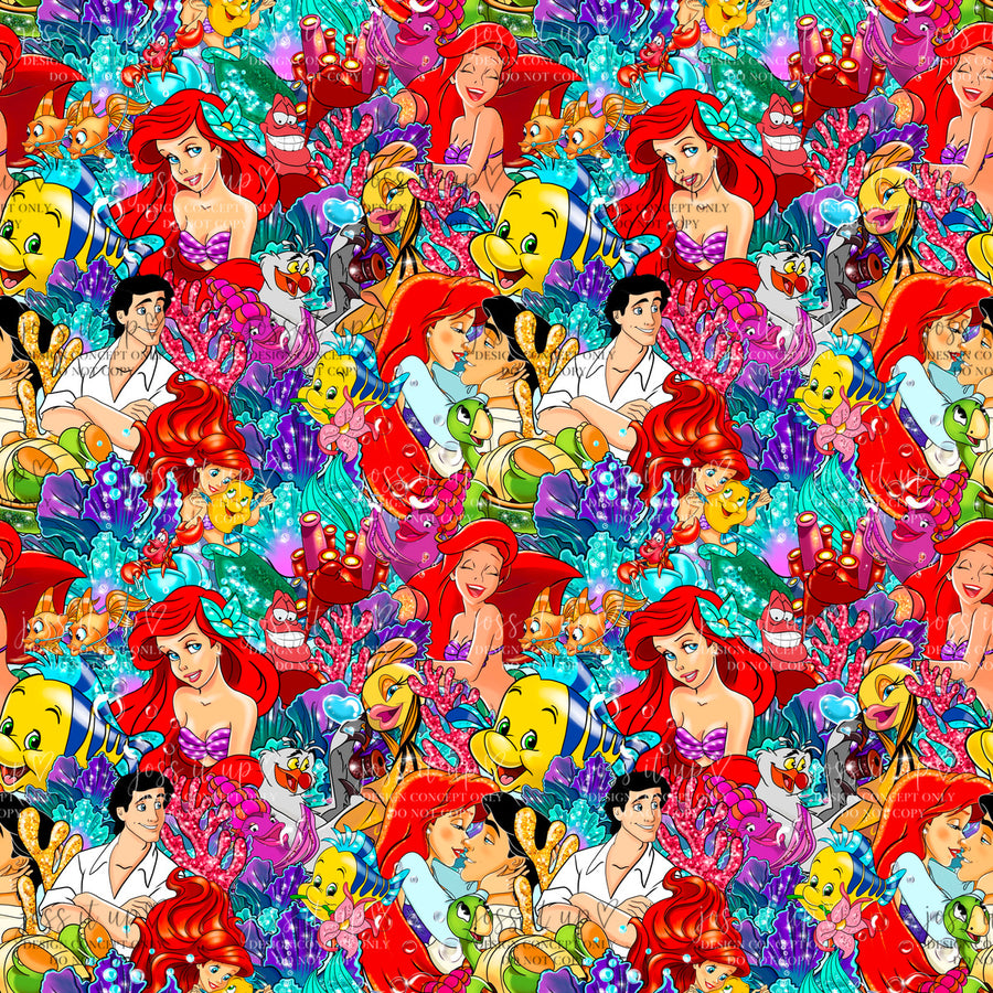Teal Mermaid Reef Collage - Mini Motifs