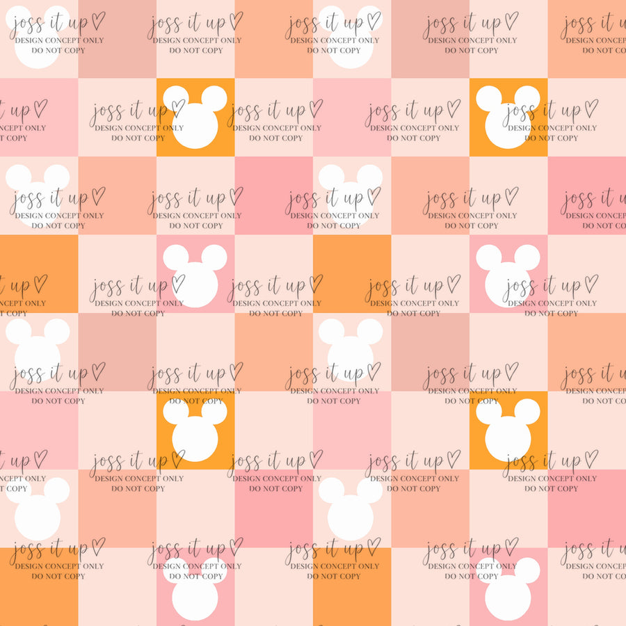 Peach Checker Mouse Silhouettes