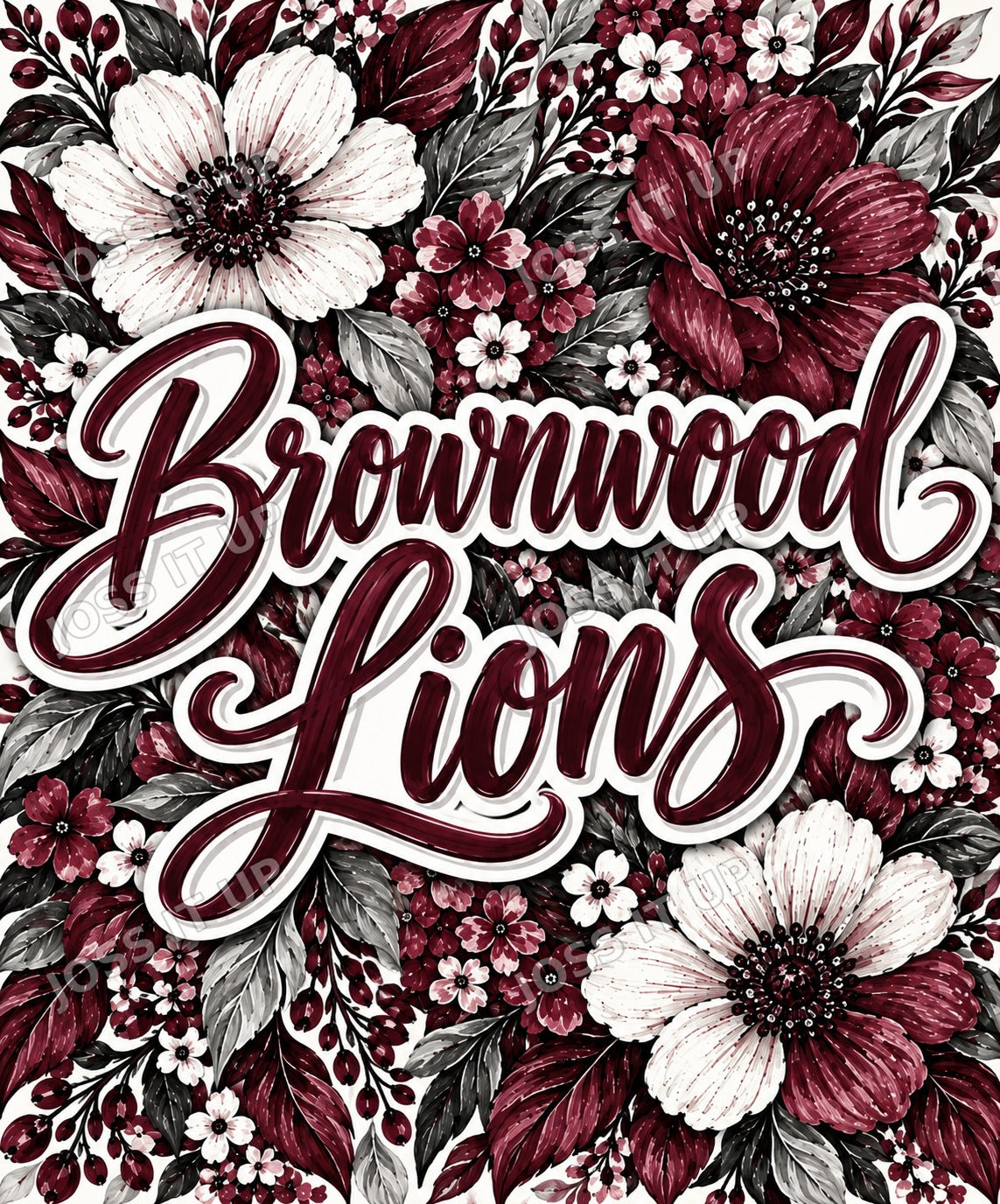Brownwood Lions Floral Home Team Blanket design