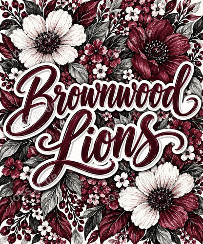 Brownwood Lions Floral Home Team Blanket design