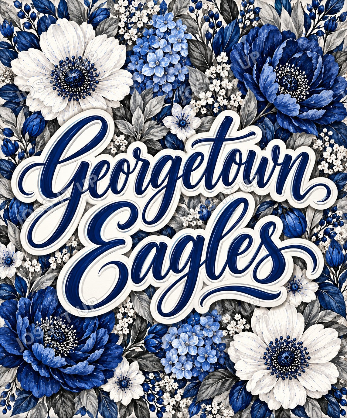 Georgetown Eagles Floral Home Team Blanket design