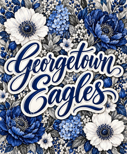 Georgetown Eagles Floral Home Team Blanket design