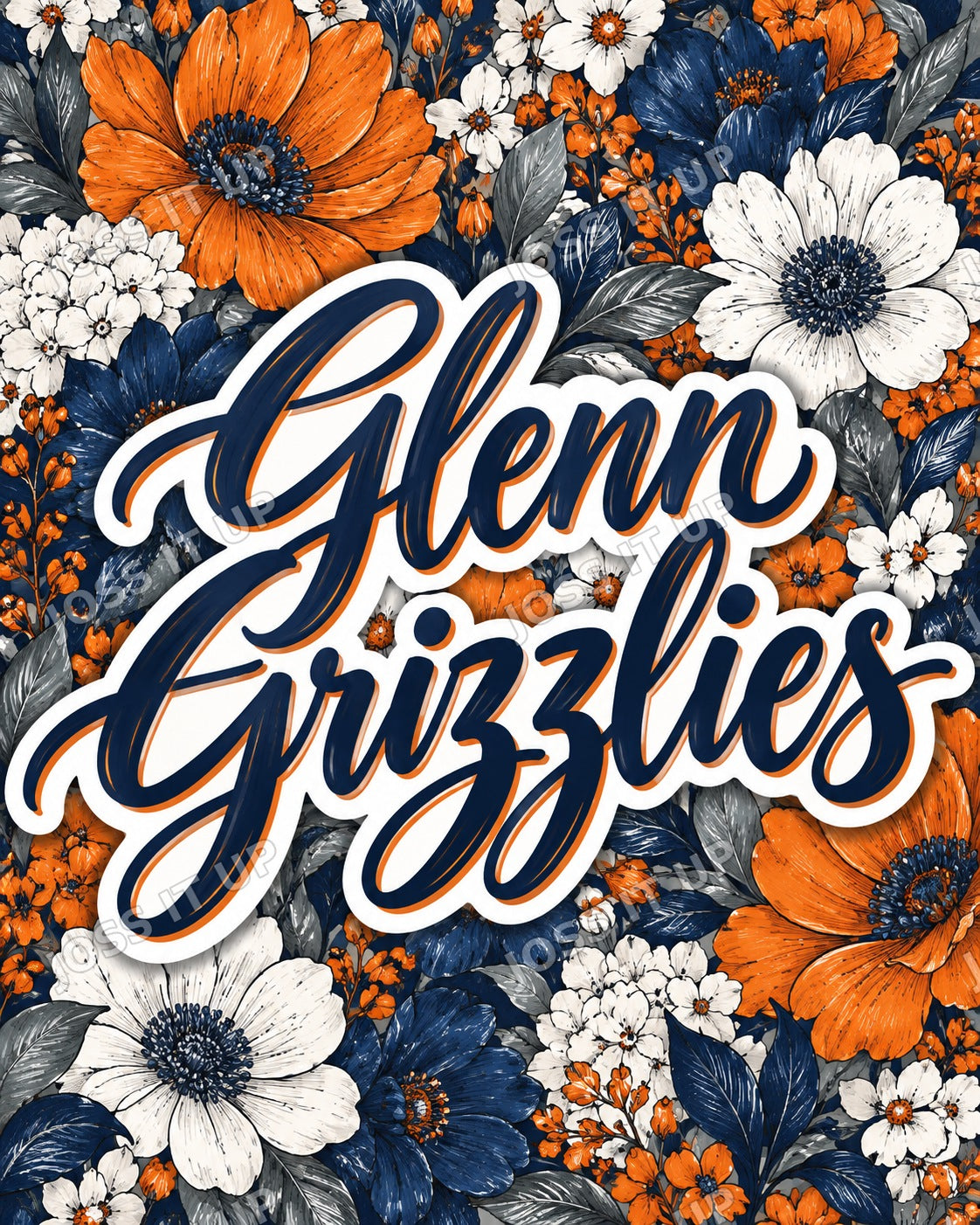 Glenn Grizzlies Floral Home Team Blanket design