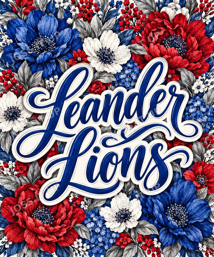 Leander Lions Floral Home Team Blanket design