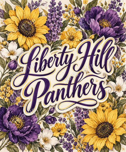 Liberty Hill Panthers Floral Home Team Blanket design