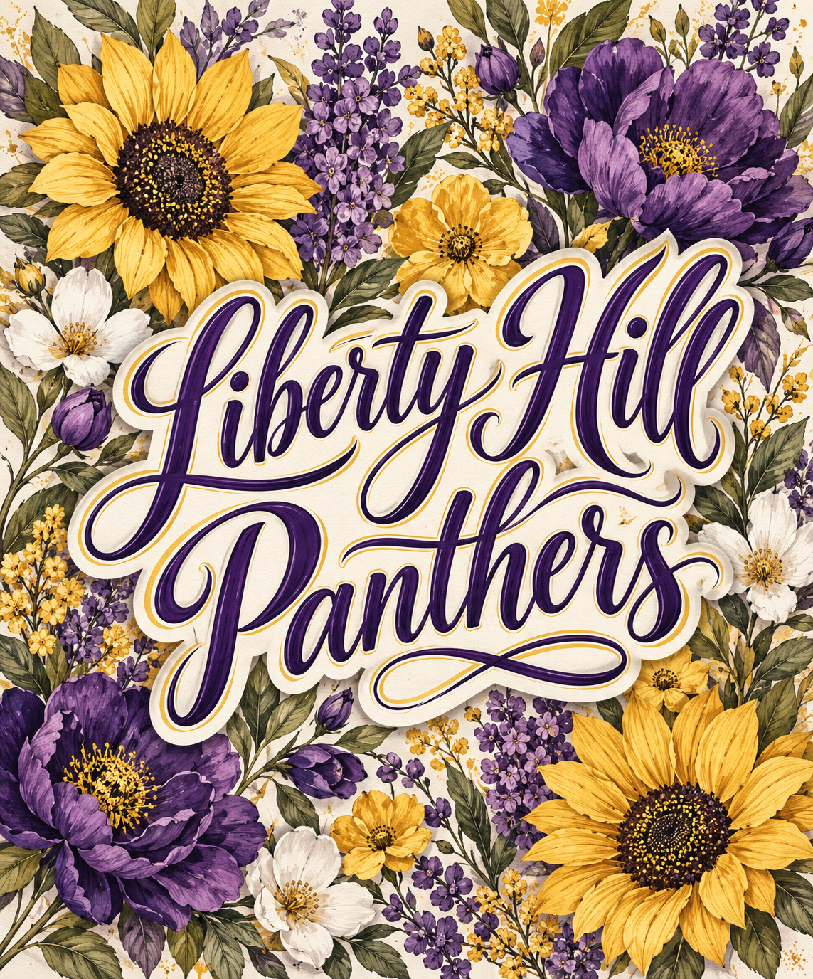 Liberty Hill Panthers Floral Home Team Blanket artwork
