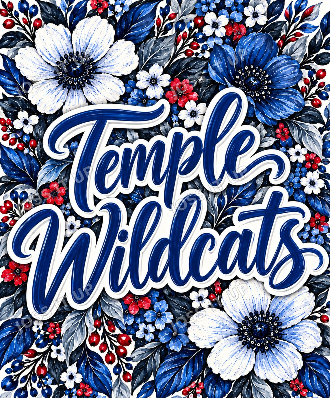Temple Wildcats Floral Home Team Blanket design
