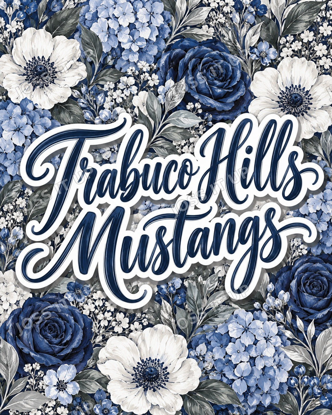 Trabuco Hills Mustangs Floral Home Team Blanket design