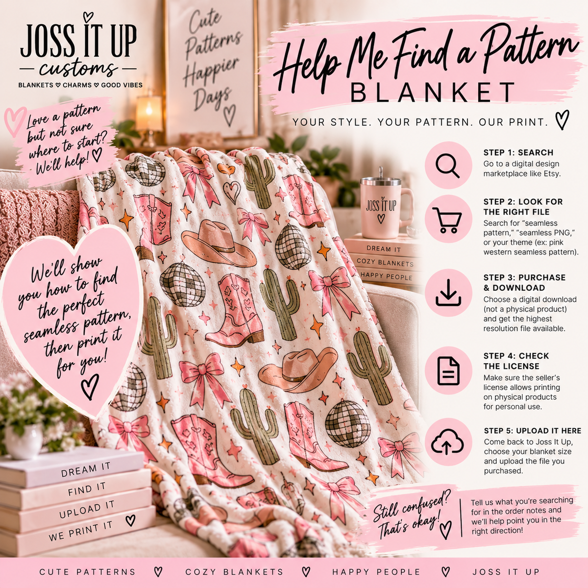 Joss It Up Help Me Find a Pattern Blanket - step by step seamless pattern guidance