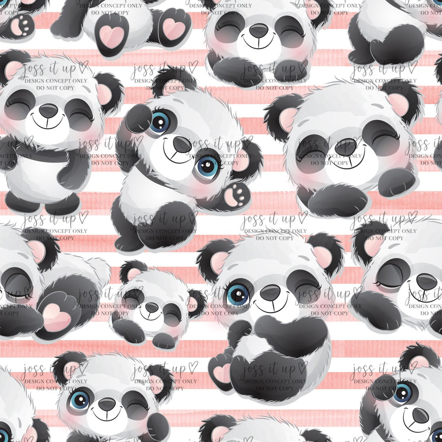 Pink Stripe Panda Hearts