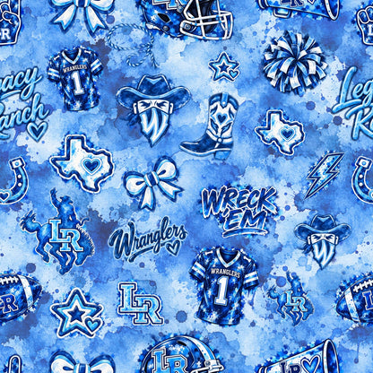 Legacy Ranch Wranglers watercolor school spirit pattern blanket design