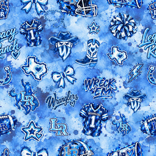 Legacy Ranch Wranglers watercolor school spirit pattern blanket design